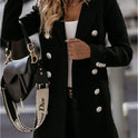 Long-sleeve Blazer-collar Double-breasted Nizi Coat