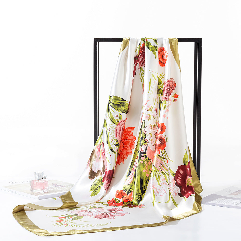 Sun Protection Scarf Ladies Flower Print Square