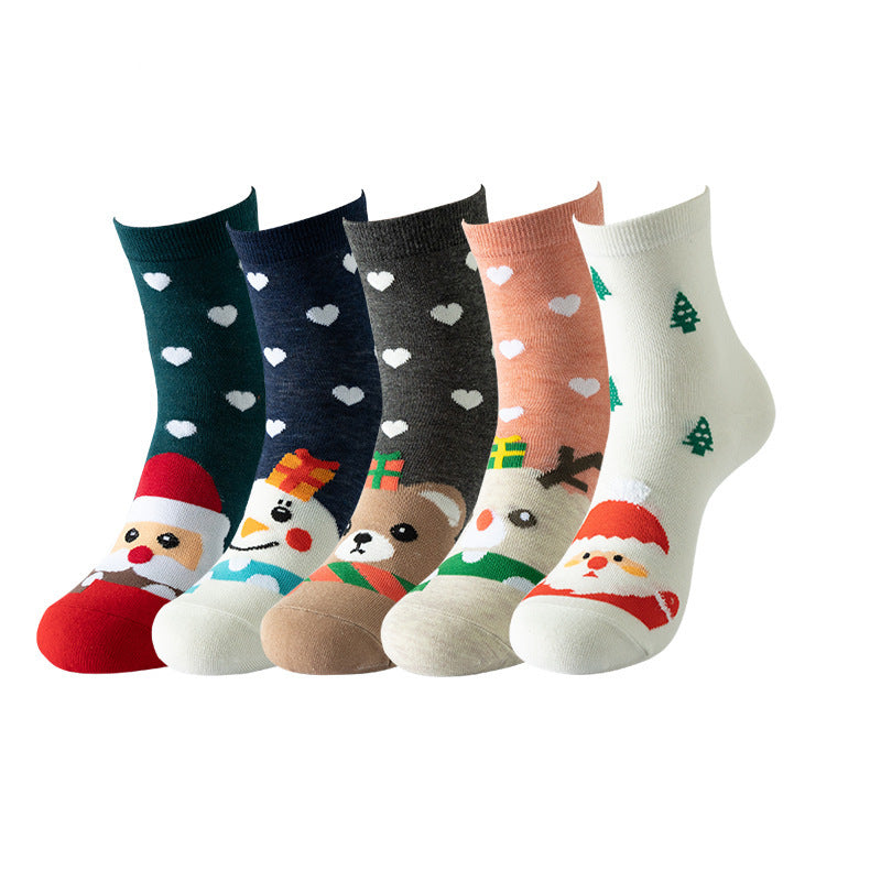 Christmas Tree Old Man David's Deer Snowman Socks Female