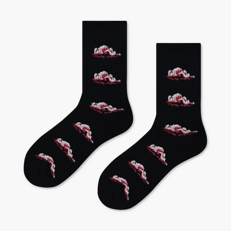 Creative And Minimalist Printed Casual Breathable Mid Length Socks