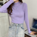 Women's Turtleneck Long-sleeved Shirt Pullover Wool Base Shirt