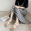 All-match Outer Wear Student Fairy Style Flat Sandals And Slippers With Small Wrinkle Chrysanthemum