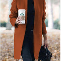 Autumn And Winter New Fashion Stand Collar Women's Woolen Coat