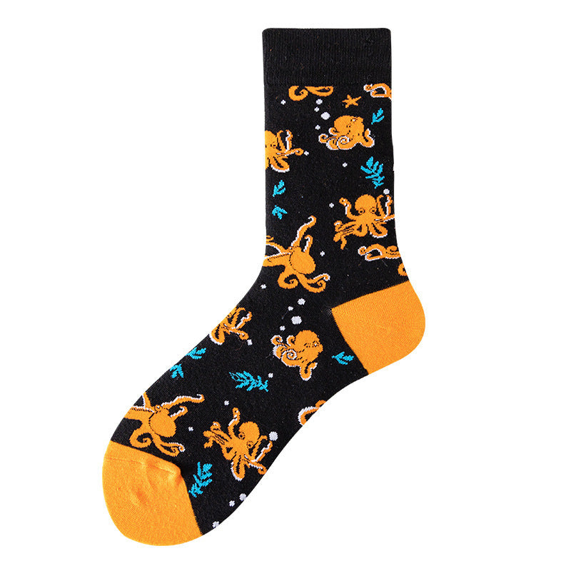 Men's Creative Printed Ocean Series Mid Length Socks