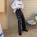 High Waist And Slim White Hong Kong Style Wide Leg Mopping Denim Trousers