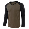 Men's Long-sleeved Contrast Raglan Sleeve T-shirt