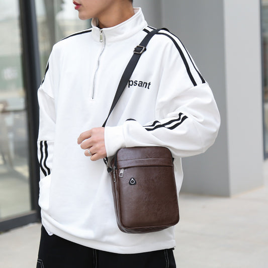 Men's Casual PU Leather One Shoulder Oblique Bag Body