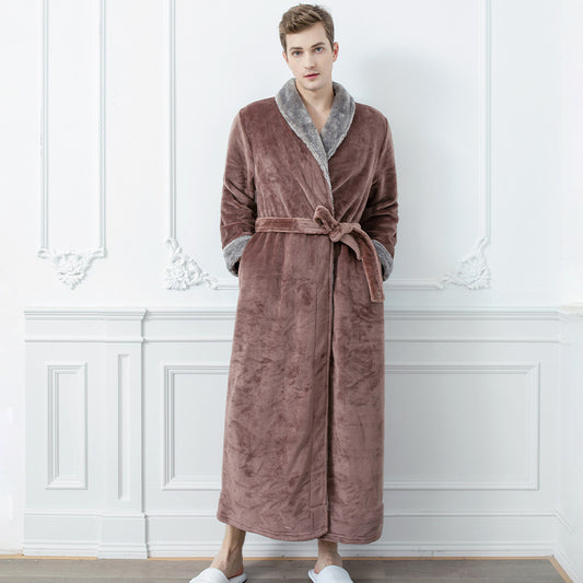 Men's And Women's Simple Thickened Flannel Nightgown