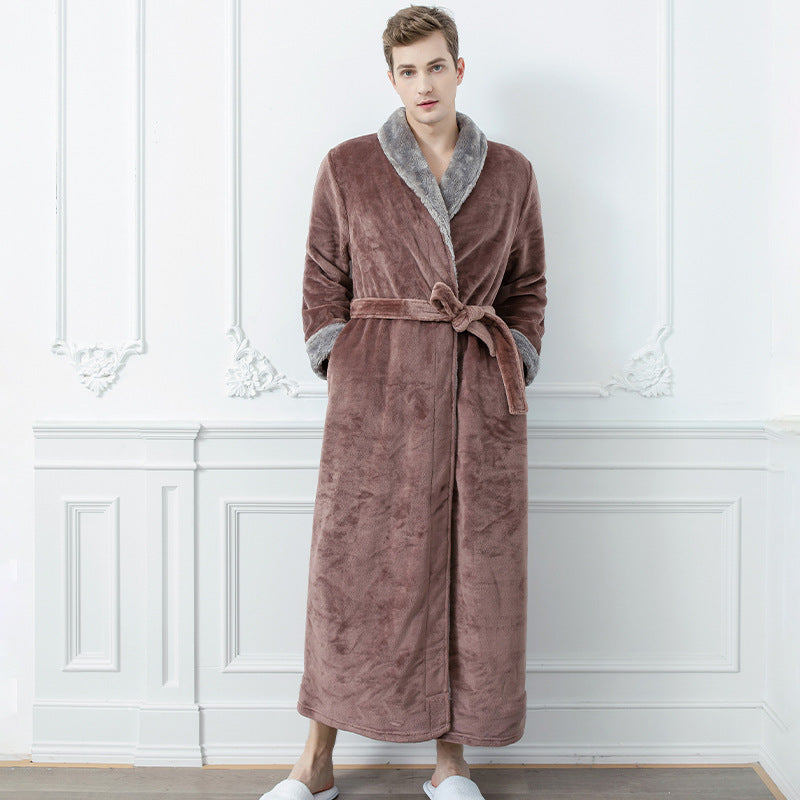 Men's And Women's Simple Thickened Flannel Nightgown