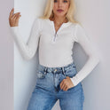 Women's Fashionable Elegant Zipper Knitted Bottoming Shirt