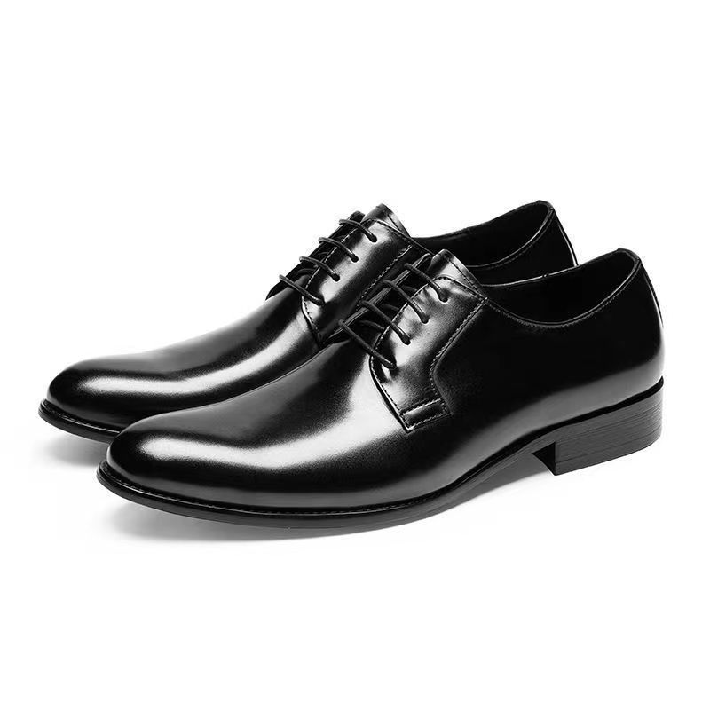 Men's Leather Shoes Breathable Lace Up Hand-rub Color