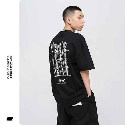 Black Alien Print Loose Hip Hop Street