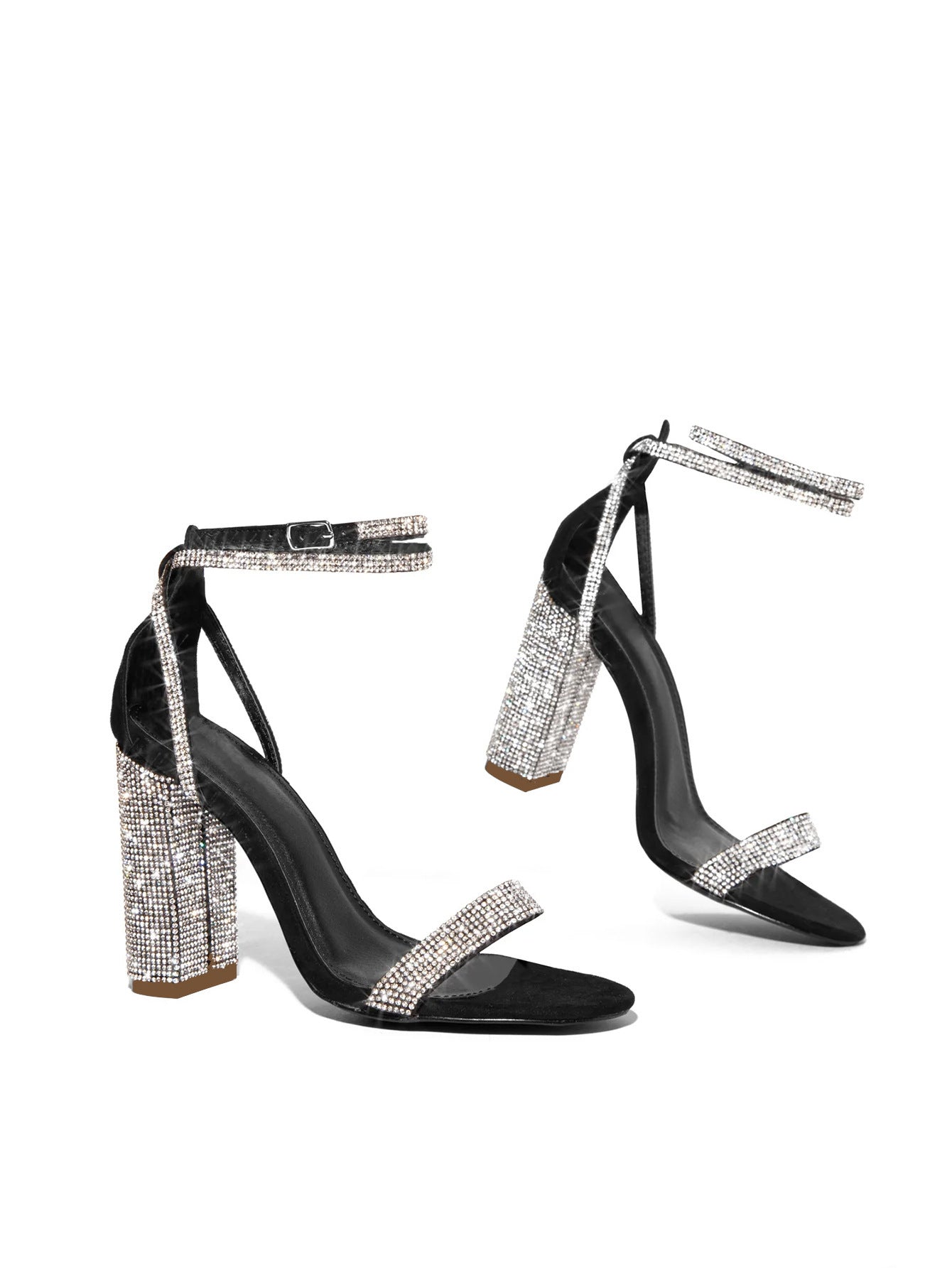 Rhinestone Buckle High Heel Sandals