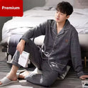 Men's Autumn And Winter Cotton Long-sleeved Trousers Thin Pajamas Loose Home Wear Suit Men