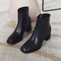 Chunky Heel Color Fashion Boots Side Zipper Low Tube High Heel Square Toe Martin Boots Fashion Ankle Boots