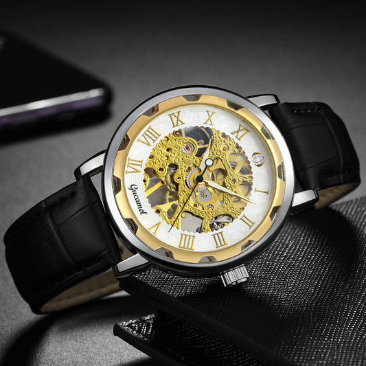 Steel Strip Hollow Gold Manual Mechanical Watch