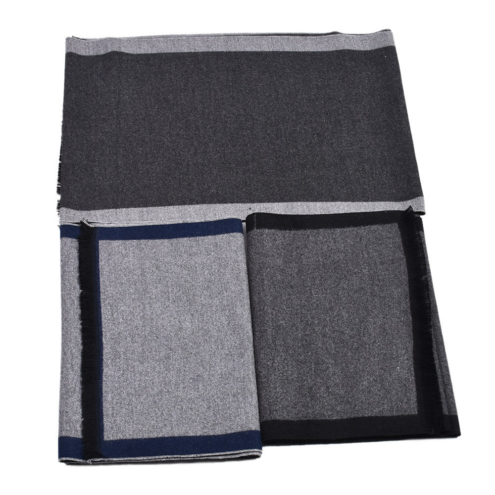 Fashionable Men's Cashmere Warm Contrast Scarf