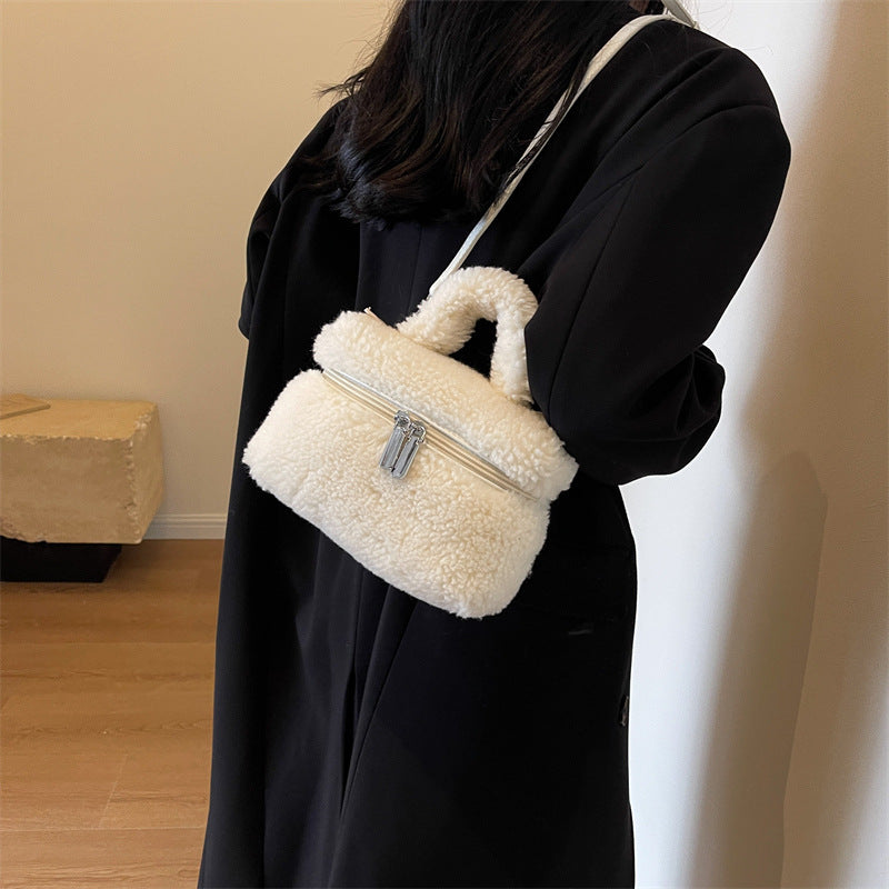 Autumn And Winter Lamb Wool Niche Popular Women's Bags Plush Portable