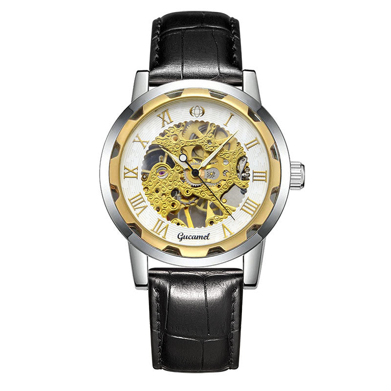 Steel Strip Hollow Gold Manual Mechanical Watch