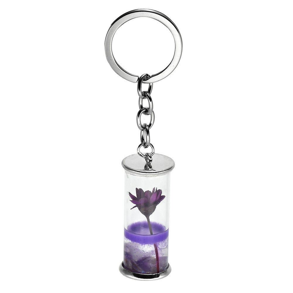 Brazil Small Star Drops Glue Glass Bottle Eternal Flower Pendant Key Chain