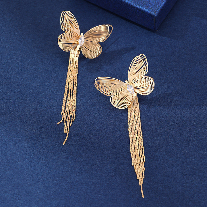 Butterfly Tassel Niche Creative Stud Earrings