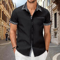 Men's Shirt Casual Pocket Stitching Contrast Color Top