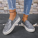 Round Toe Flat Bottom Color-blocking Sequin Oversized Shoes