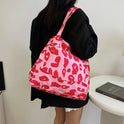 Popular Leopard Print Large Capacity Nylon Canvas Tote Dot Bag