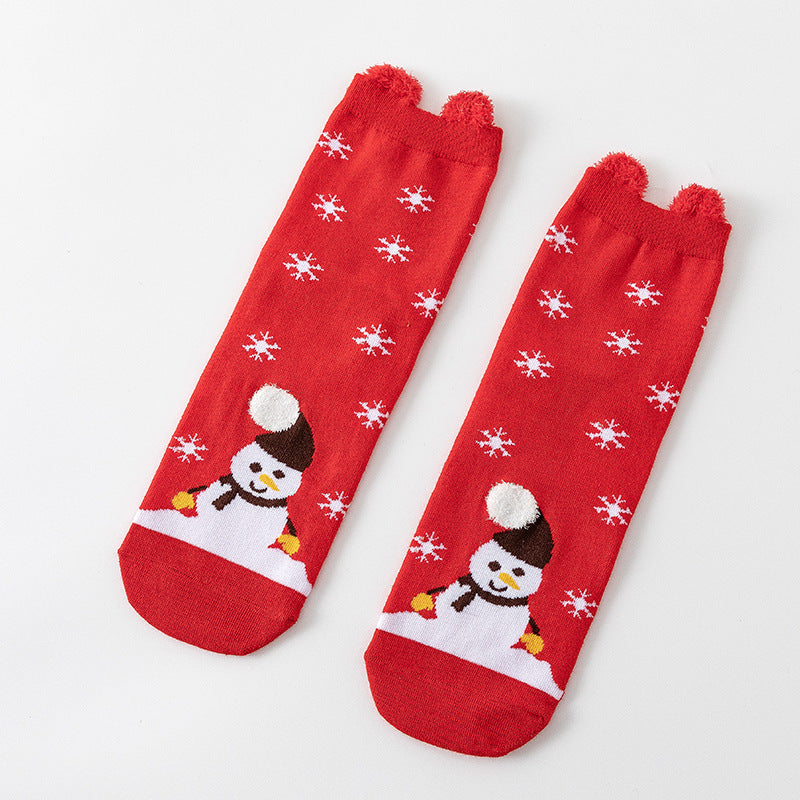 Cotton New Year Cartoon Stereo Ear Cute Elk Christmas Socks