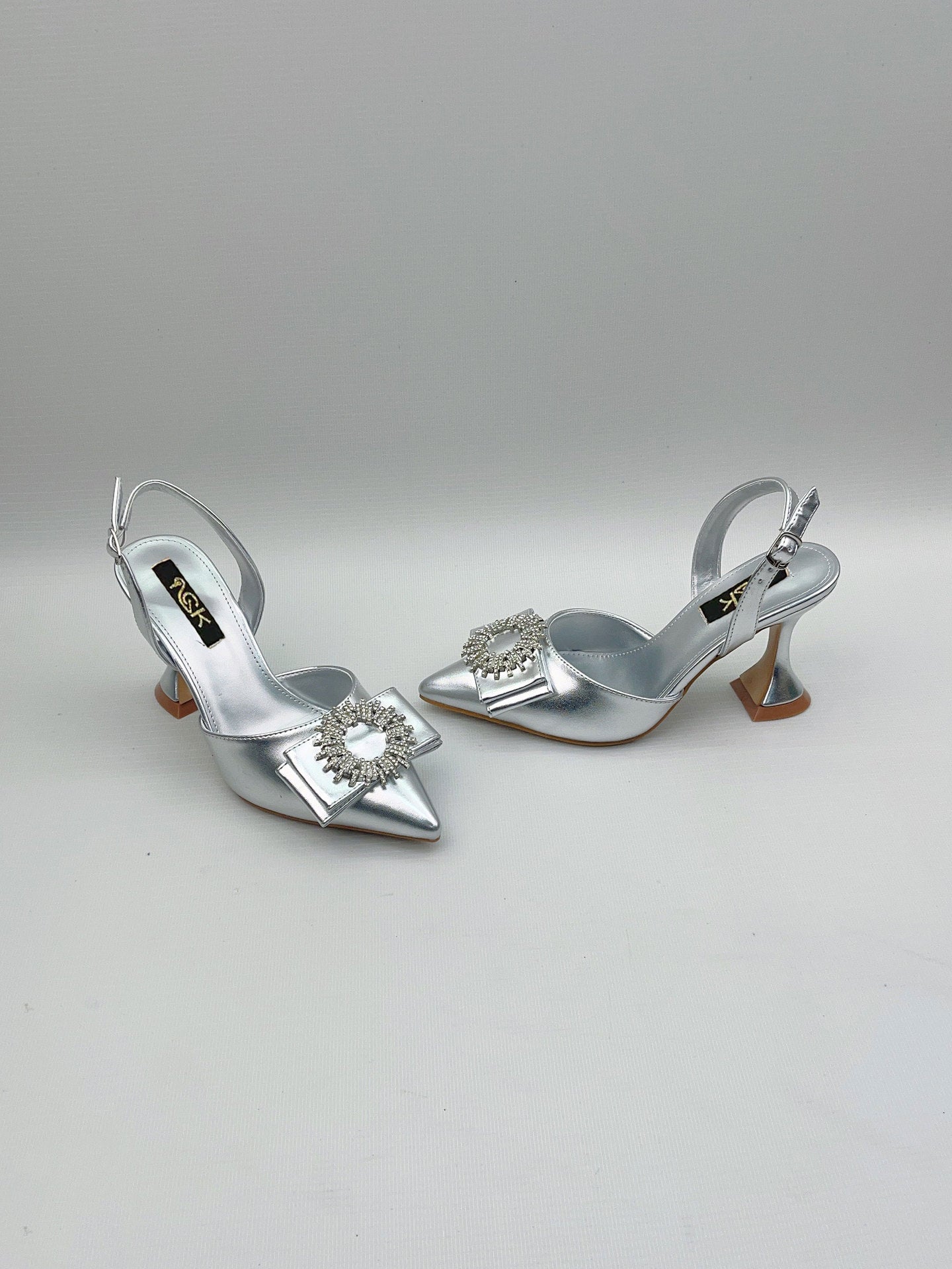 European And American Pointed Toe Rhinestone Closed Toe Strap High Heel Sandals