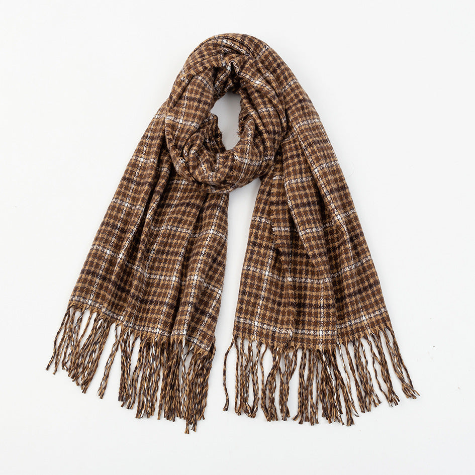 Men's And Women's Cashmere Plaid Tassel Scarf