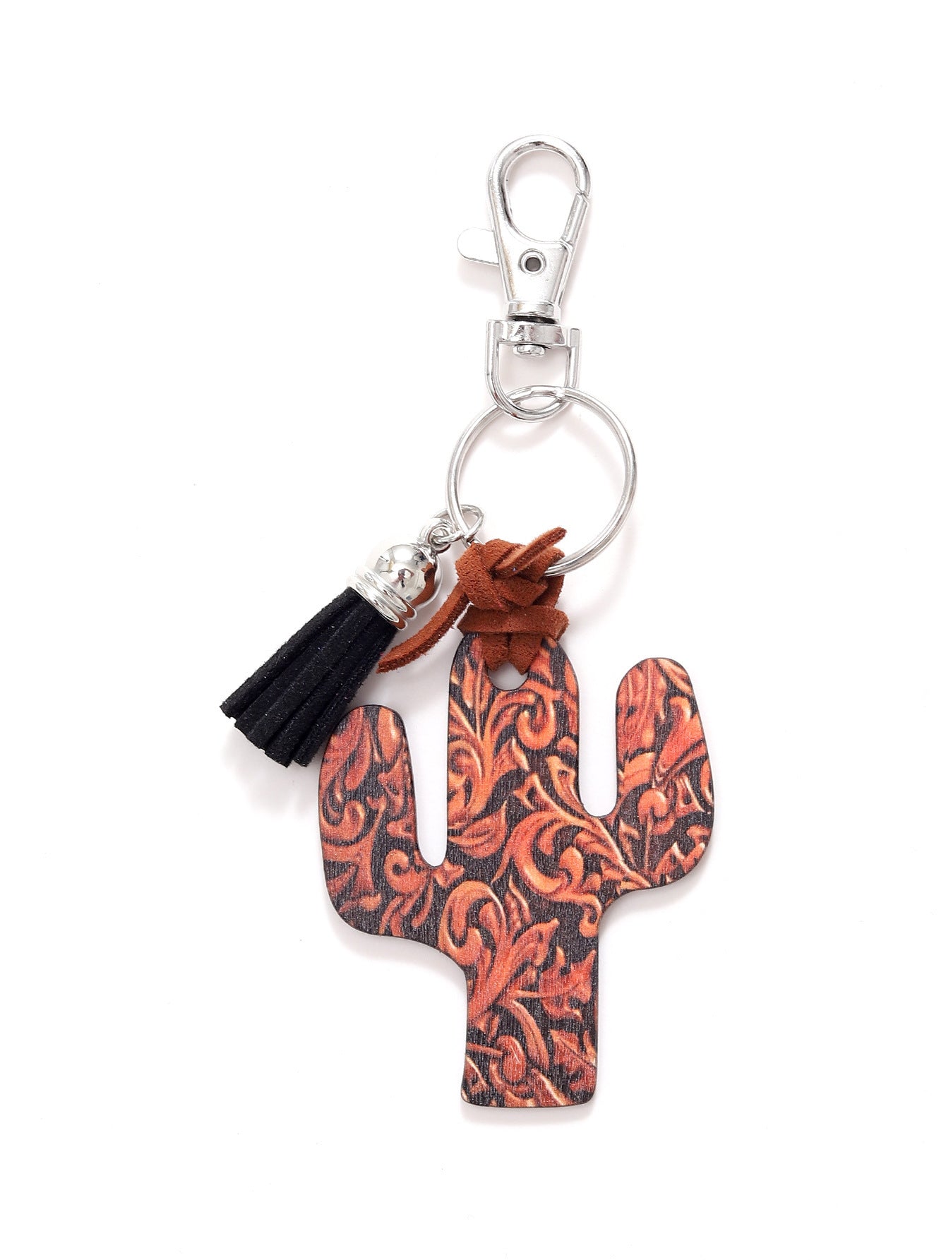 Wooden Cactus Keychain Leopard Flower