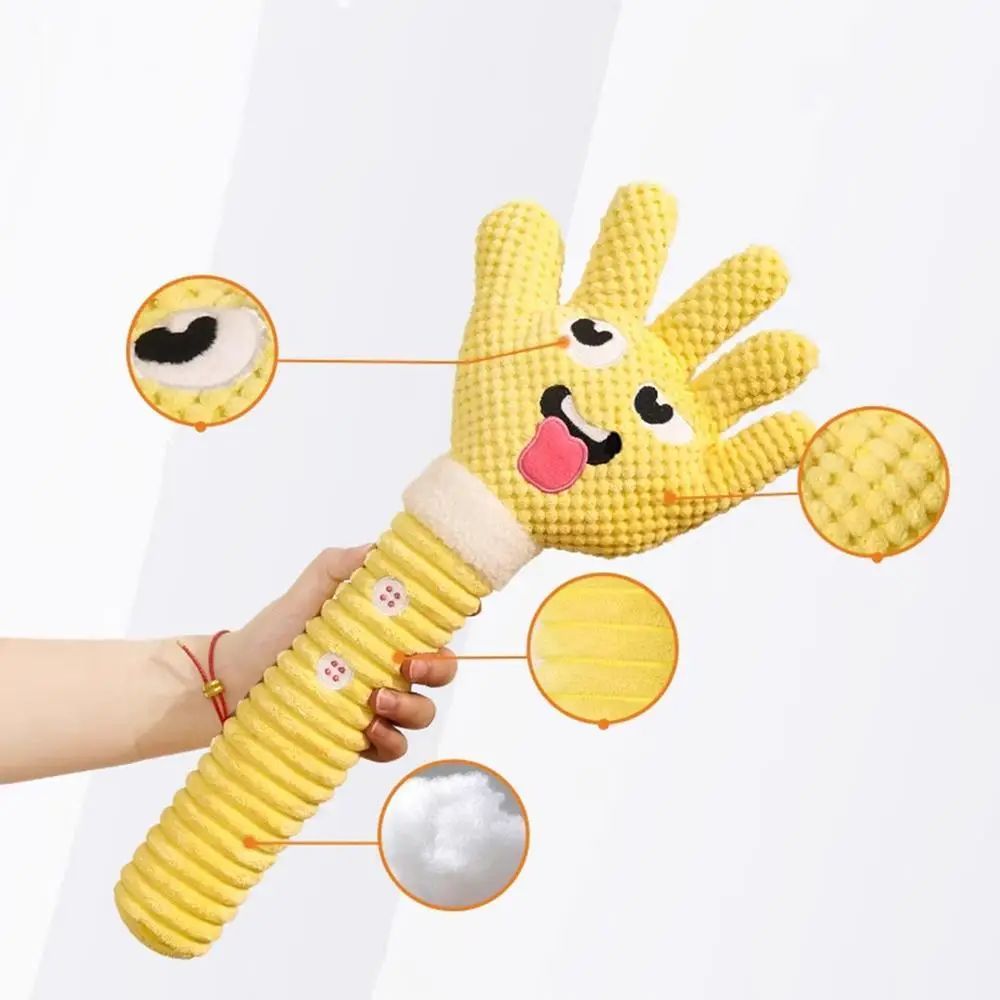 Dog Teething Plush Pet Teething Toys Palm-Shaped Squeaky Plush Chewing Toy Pet Supplies Bite Resistant Cute Plush Squeaky Dog To