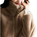 Winter Fleece Padded Coat Women's Zipper Cardigan Double-sided Velvet Thermal Turtleneck Sweater