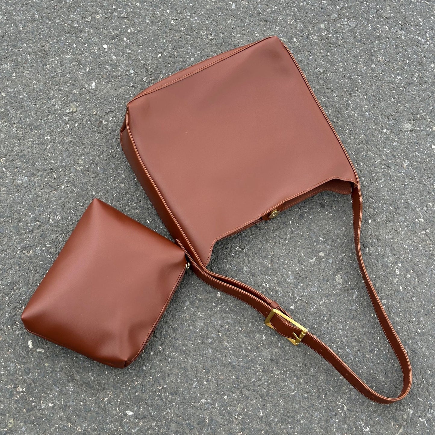 New Fashion All-match Bucket Large Capacity Simple Casual Two-piece Suit Shoulder Messenger Bag