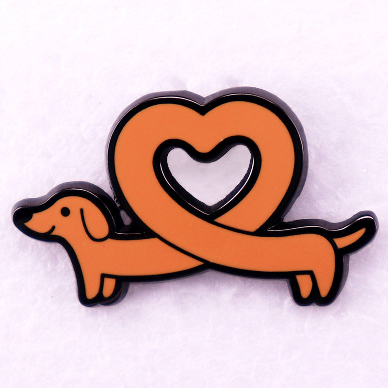 دبوس شارة الحيوانات الأليفة من Dachshund Love Brooch