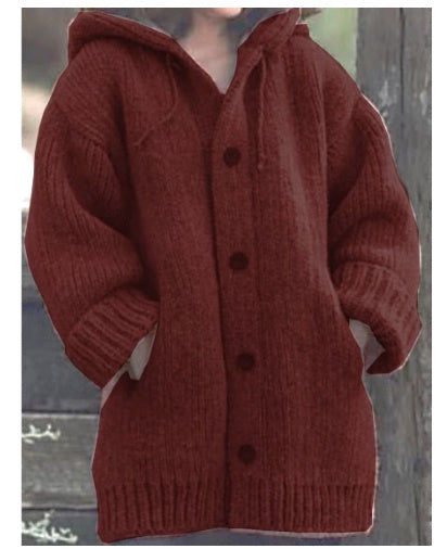 Mid-length sweater new cardigan hooded jacket