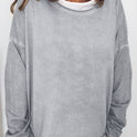 Solid Color Long Sleeve Casual Loose Top Women