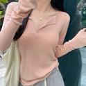 Solid Color Peter Pan Collar Knitwear Comfortable Soft Bottoming Shirt