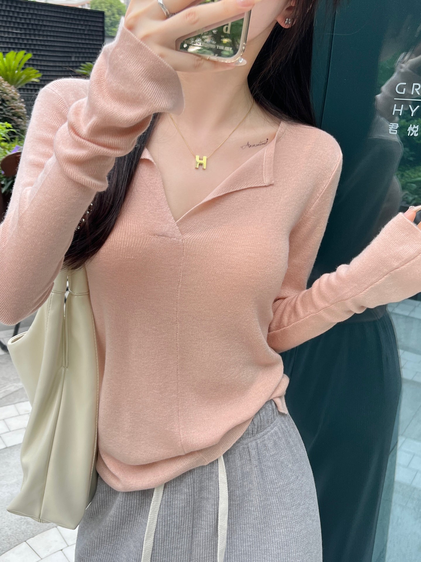 Solid Color Peter Pan Collar Knitwear Comfortable Soft Bottoming Shirt