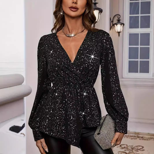 Women's Tops V-neck Long Sleeve Fashion