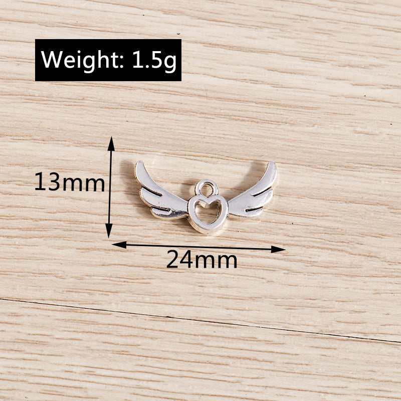 Electroplated Alloy Hollow Love Angel Wings Pendant