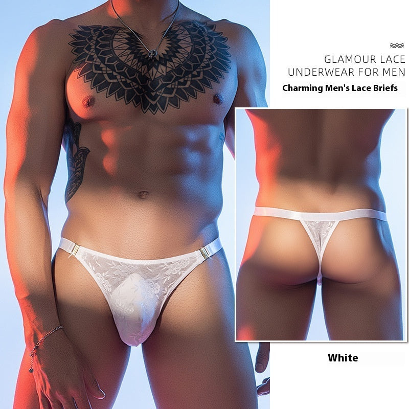 Lace Lightweight Breathable Buckle Design Men's Triangle Underpants