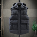 Down Hooded Vest Men's Student Waistcoat Cotton Jacket