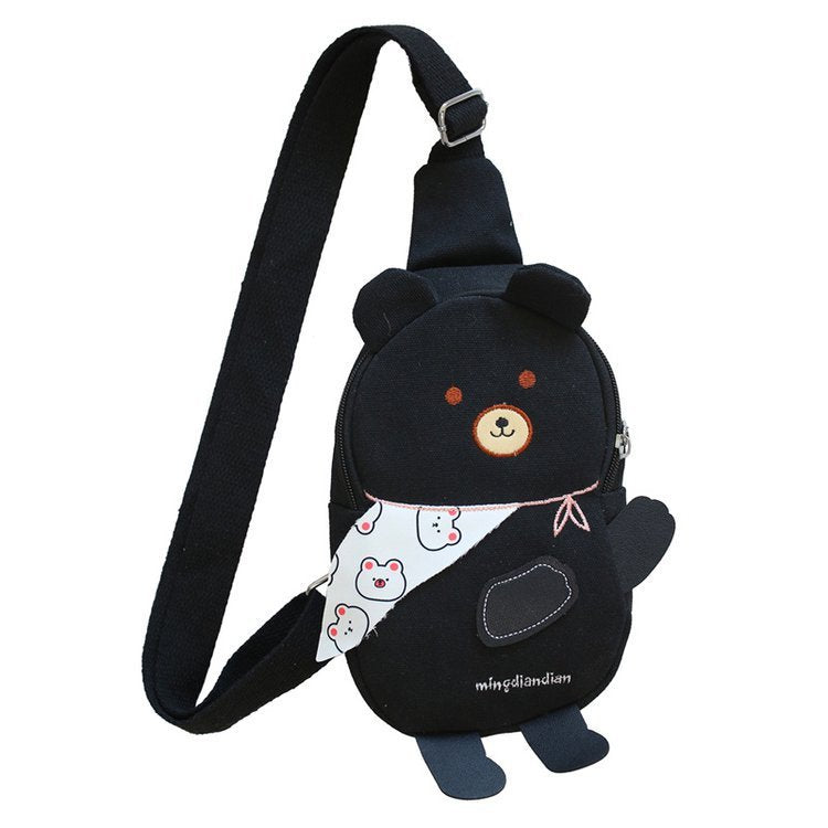 Cute Embroidered Bear Canvas Messenger Bag