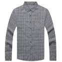 Linen-like Plaid Long-sleeved Shirt For Middle-aged Men