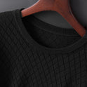 Men's Knitted Half Neck Hollow Short Sleeve Cotton T-shirt