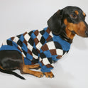 Pet Puppy Cat Clothes Blue Coffee Rhombus Sweater