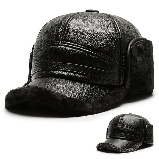 Middle-aged And Elderly People's Hats Men's Ear Protection Winter Warm Old Man Peaked Cap