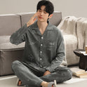 Long Sleeve Lapel Cardigan Trousers Casual Loose Home Wear